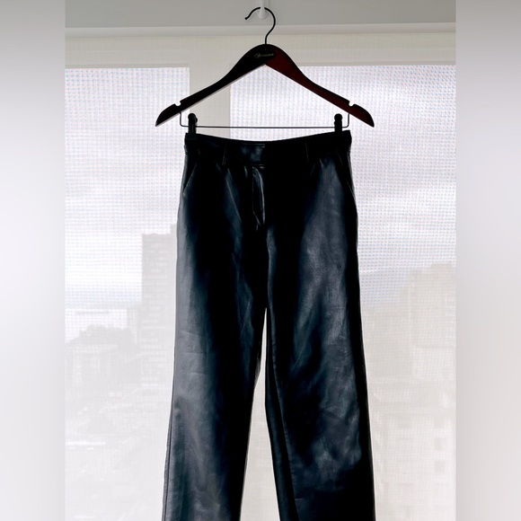 Black Babaton vegan leather straight pant, like new - Picture 1 of 10